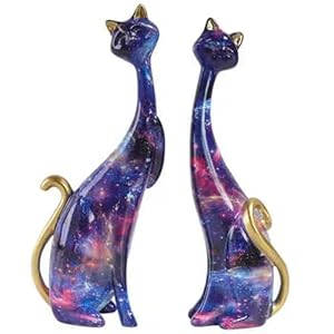 PIGPIGFLY Statue Graffiti, Statues Décoratives, Décoration de la Maison, Statue Grecque Antique,Décorations de Bureau, Sculpture en Polyrésine(2 Chats)