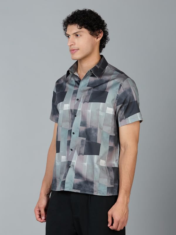 Image of MARK & ALBERT Men's 100% Cotton Printed Half Sleeves Regular Fit Shirt for Men