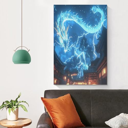 Cuadro en lienzo de dragón para decoración de pared en dormitorio actual 4