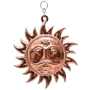 Tarini Gallery Surya Narayan Yantra Vastu Sun Mask Copper Handmade Surya Dev Face Sculpture Hanging for Wall Room Décor Good Luck Decorative Item Article Showpiece and Gifting (Design-2)