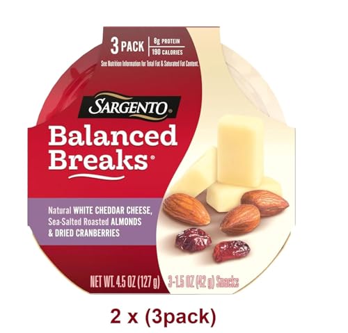Sargento Balanced Breaks Cheese and Crackers Variety Pack - 6 pck - White Cheddar Cheese with Almonds, Cranberries - 6 pck - Sharp Cheddar Cheese with Cashews and Cranberries