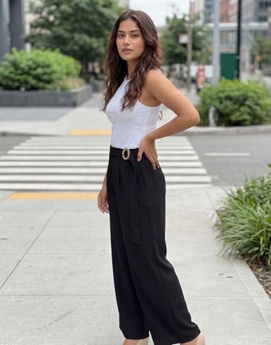 Image of Selvia Straight Side Buckle Regular Fit Trouser for Women, Trouser Pants for Women