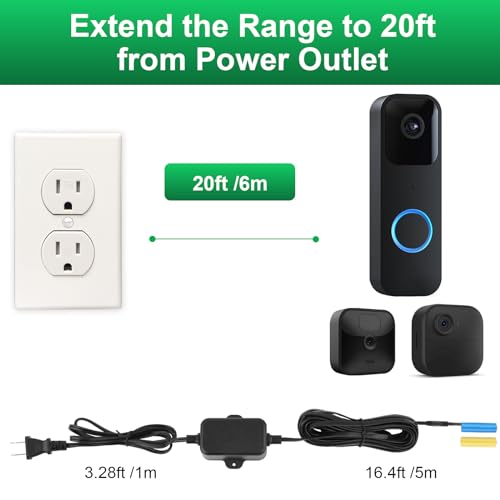 UYODM Cabo de carregamento adaptador de alimentação de 6 m projetado para campainha de vídeo Blink (