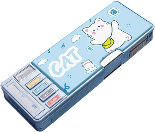 Image of Compass Box Multifunctional Cute School Pencil Box for Girls, Cat Compas for Boys, Magnetic Pencil Box, Aesthetic Stationary Items for Kids, Best Gifts (Cat Compass)