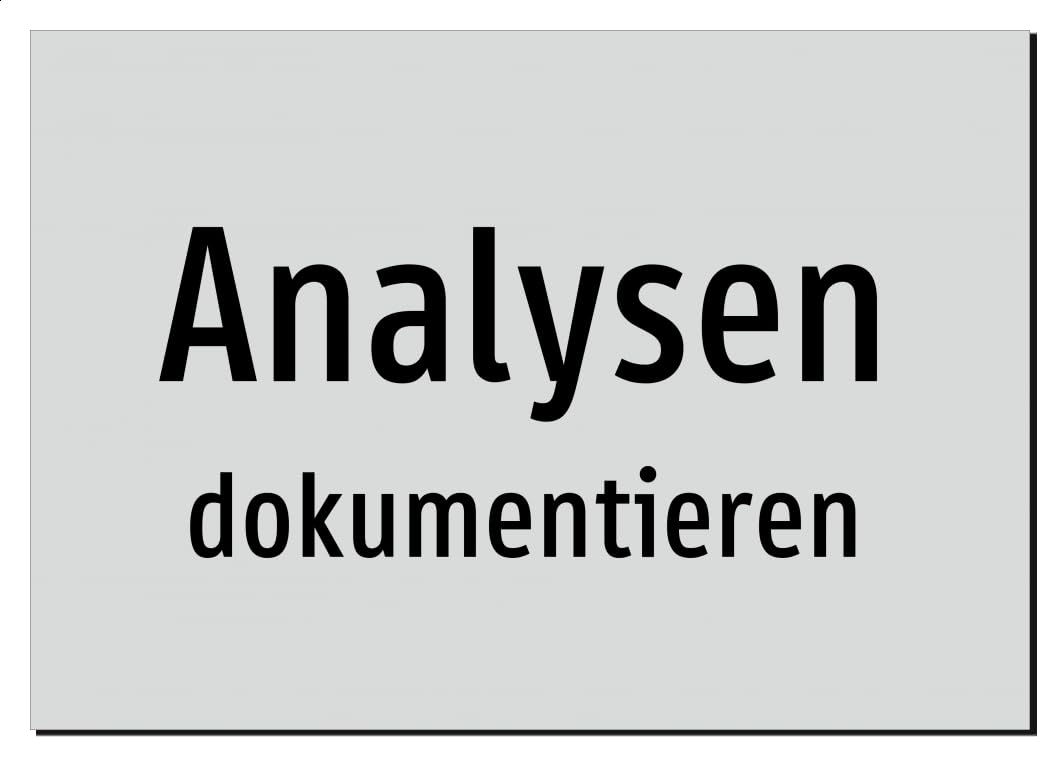 Analysen - dokumentieren | Aufkleber A2, 594 x 420mm | nur Text, ohne Symbolgrafik