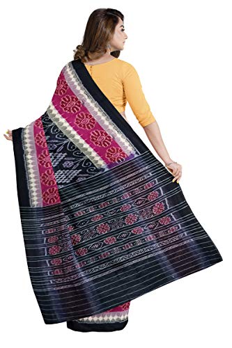 Image of Odisha Sambalpuri Handloom Ikat Women's Cotton Saree, Odisha Handloom Handmade Pure Cotton Khandua Saree, Ikkat Orissa Traditional Handloom Saree Without Blouse