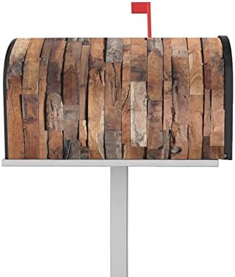 Mailbox Covers Magnetic Post Box Cover Brown Wood Grain Pattern Mailbox Cover for Outdoor Garden Yard Decorations Standard Size 18.5" X 21.7"