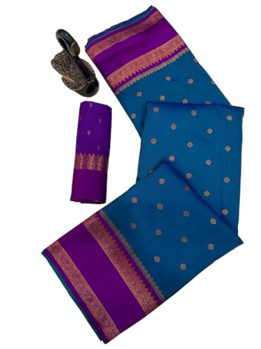 Image of Dharmavaram Pattu Paithani Saree Pure Silk Zari Weaving Floral Border Rich Pallu With Blouse Piece