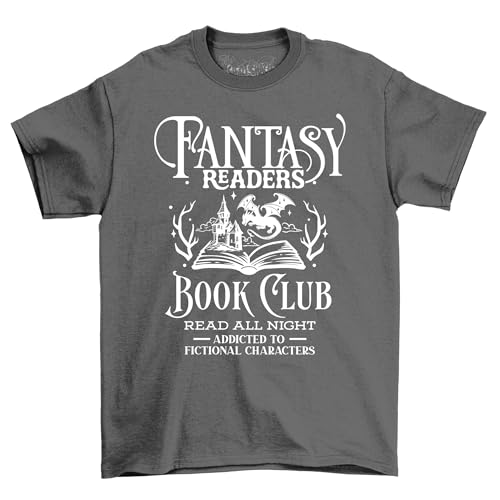 T-shirt Fantasy Readers Unite! - Hilarious Book Club Edition, 100% cotone, design unisex, perché i veri eroi indossano libri e ridono!, Grigio, 9-11 Years