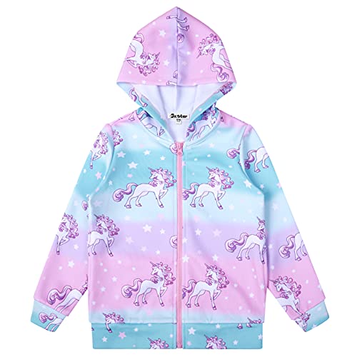 Girls Zip Up Hoodie Jacket Unicorn/Cat Sweatshirt with Pockets