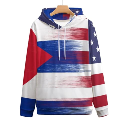 United States of America And Cuba FlagMen's Loose Sweatshirt for Daily Wear at Home And Out4