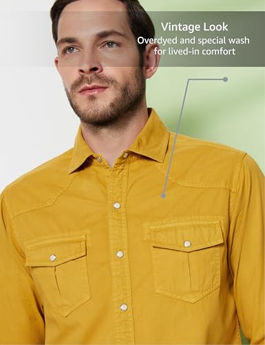 Image of Symbol Premium Men's Washed Cotton Twill Casual Shirt - Regular Fit | Pure Cotton (Available in Plus Sizes)