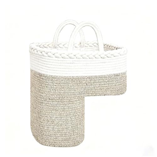 Jaxuzegs Cesta para Escalera con Asas Canasta Organizadora Almacenaje Plegable lavandería Zapatos Juguetes y artículos Varios 38 * 25 * 38cm,Blanca