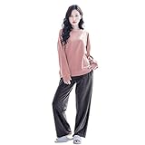 [AJISAI LOVE] ルームウェア レディース 冬 ドラロン 新素材 部屋着 パジャマ ホームウェア 寝巻き レディース 上下セット セットアップ 長袖 ストレート ロング パンツ あたたか ふんわり トラベル パジャマ 秋冬春 ゆったり感 (L, 肌色ピンク)