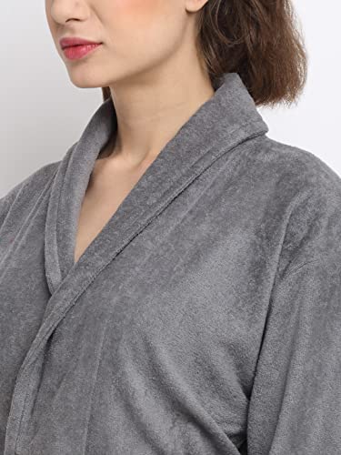 Image of CREEVA Luxury 100% Cotton Bathrobe for Men & Women | Super Soft Velour | Shawl Collar | Highly Absorbent | Ideal for Spa, Shower, Gym, Travel & Gifting