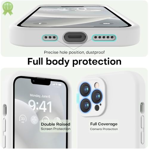 Image of LOVE 3000 Designed for iPhone 13 Pro Max Case, Premium Silicone with [Soft Anti-Scratch Microfiber Lining] Shockproof Protective Phone Case for Men Women Girls 6.7 inch, White