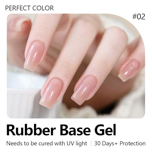 PERFECT COLOR Rubber Base Gel Nail Polish, 15ML Light Cinnamon Builder Gel miniatura 5