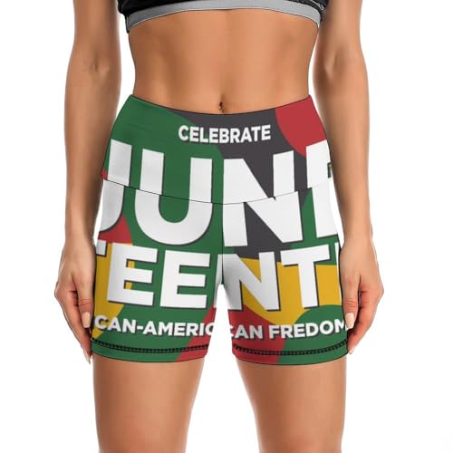 JYYAU Juneteenth Since 1865 Celebrate Freedom Afican High Waist Yoga Shorts for Women Athletic Shorts Leggings Running Pants Black