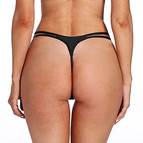 Xlndsoea Women's Hollowed Out Cotton G-Strings Sexy Low Rise Thong Panties T Back Underwear Pack Of 5 #TOP3