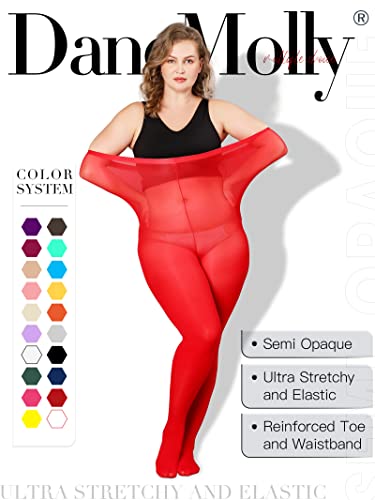 Image of DancMolly Plus Size Tights for Women, Control Top Semi Opaque Nylon Pantyhose High Waist