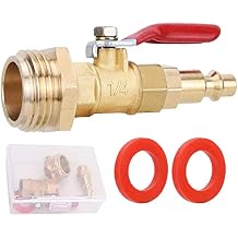 RV Winterize Blowout Adapter Kit - 1/4" Male Quick Connect Plug and 3/4" Male GHT Thread, Wintering Quick Fitting with Ball Valve and 2 Pcs Washers for Winterize RV Boat Camper Trailer