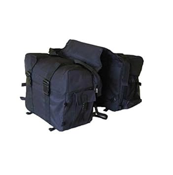 Motoway Double-Side Black Leatherette Motorbike Saddlebag