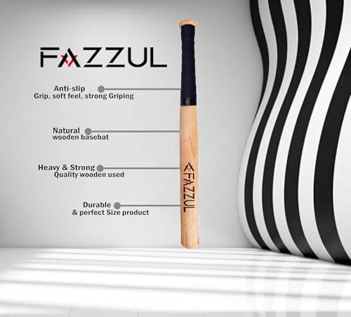Image of Baseball Bat Natural Wood Baseball Bat with Strong Wood for Self-Defense (32 inch Long) (Natural)