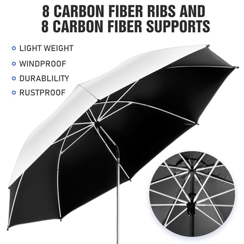 Image of 2 PACK Beach Umbrella with Clamp, 360 Adjustable Umbrellas for Chair, UPF50+ Umbrella for Beach Chair, Patio Chair, Wheelchair, Camping Chair, Golf Carts (Chair Not Included)