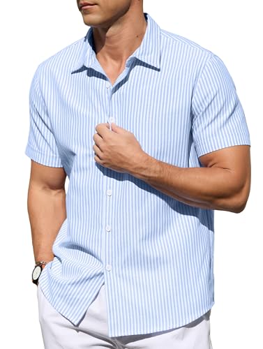 Sailwind Men's Casual Button Down Shirts Short Sleeve Striped Cotton Beach Summer Vacation Shirt4