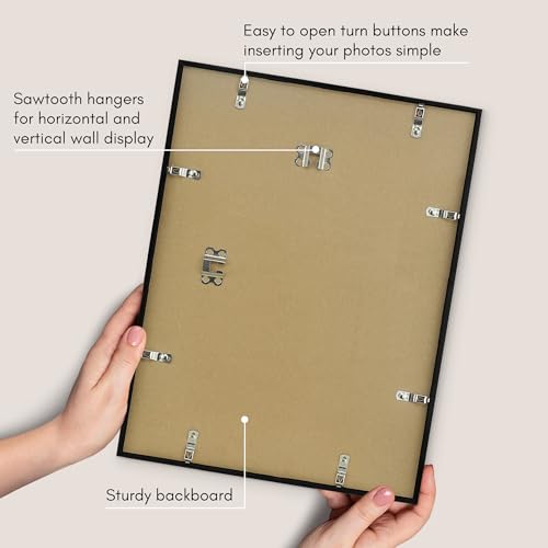 Americanflat 13x17 Picture Frame with Polished Plexiglass - Streamline Collection - Thin Border Picture Frame for Wall Display - Hanging Hardware Included - Black