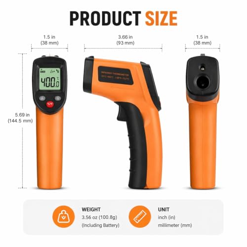 Image of Infrared Thermometer Gun,Non Contact Digital Surface Thermometer with Laser Pointer, Backlit LCD,-58F to 752F for Cooking,HVAC, Automotive-GM320