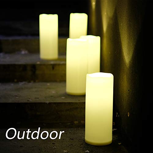 Nonno&Zgf 4X10'' Large Outdoor Ip44 Warm White Led Rainproof Waterproof Candles, Huge Flameless Battery Led Pillar Candle With Remote And Timer, Resin, No Melt, 2 Pack #TOP2
