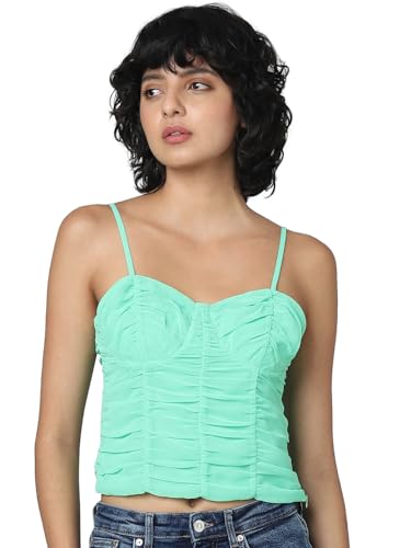 Image of ONLY Fitted Rouche Detail Crop Top