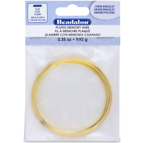 Beadalon Large Flat Bracelet Memory Wire for Beading, 0.35-Ounce, Gold