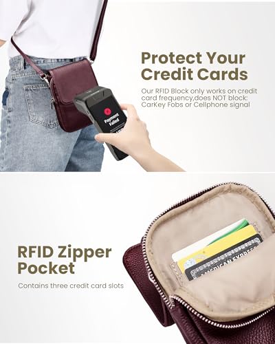 Image of befen Genuine Leather Crossbody Bags for Women, Cell Phone Cross body Purse Bag with RFID Blocking Card Slots