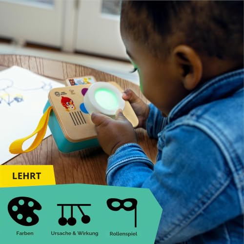 Baby Einstein, Hape Learning Lens Spielzeugkamera – Lernkamera Für Babys Ab 6 Monaten, Vermittelt Farben & Feinmotorik, 6 Farben In 4 Sprachen, 30+ Sätze, Melodien & Kameratöne