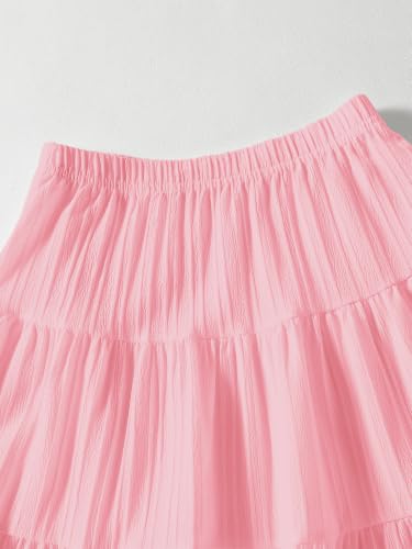 Image of Girls Tiered Maxi Skirt Boho Flowy Peasant Long Skirt for Kid 7-14