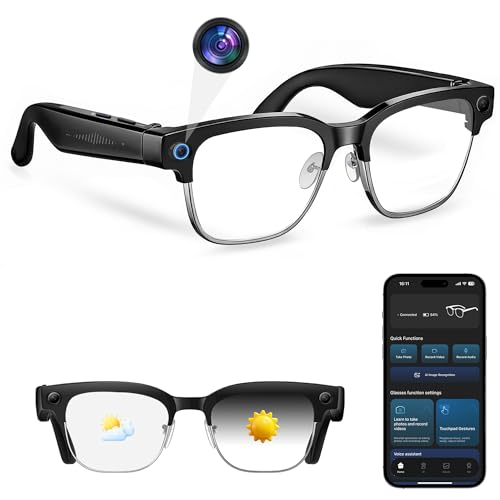VOKOWOBO AI Smart Watch for with 8MP Camera 1080P HD Video Recording 4K Photo Real-Time Translation AI Image Recognition Voice Assistant Music Control Bluetooth Calling Color Changing Lenses.