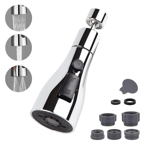 iAnomla Cabezal de pulverización para grifo de cocina, boquilla giratoria de 360°, FM22 M24, grifo de grifo con 3 modos, aireador de cabezal de burbujeador de grifo de repuesto, accesorios de
