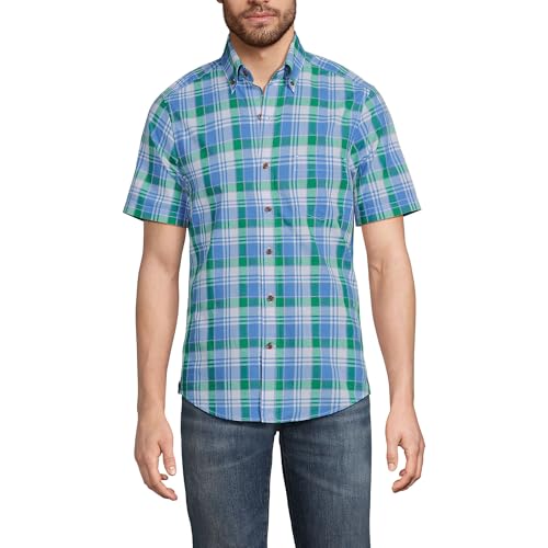 Lands' End Men's Traditional Fit Short Sleeve Madras Shirt