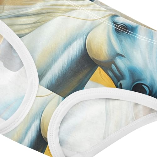 Majestic White Horse Mane Little Girl Panties Toddler Underwear Floral Cotton Pattern Briefs Kids Undies 2t4