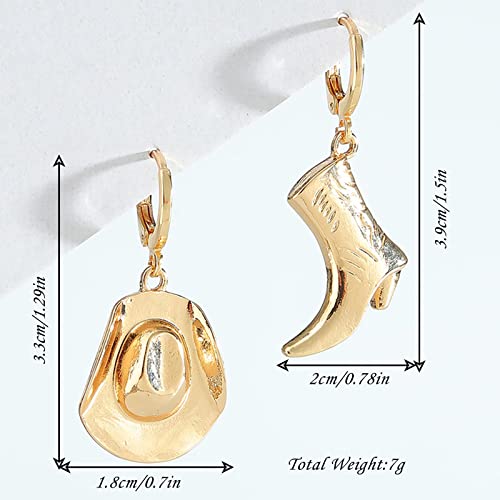 Sttiafay Gold Huggie Hoop Earrings Dainty Hat Boots Dangle Earrings Cowboy Cowgirl Asymmetrical Statement Earrings Hypoallergenic Ear Jewelry For Women Girls #TOP3