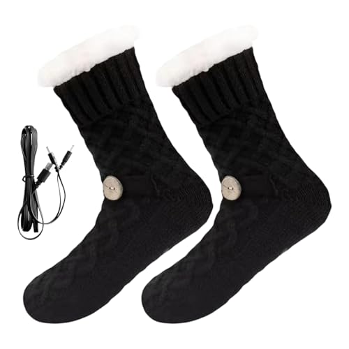 Calcetines calefactables - Calzado de lana recargable por USB | Calentador eléctrico de pies de invierno | Calcetín térmico USB para hombres, mujeres, familiares, , esquí, snowboard, deportes de