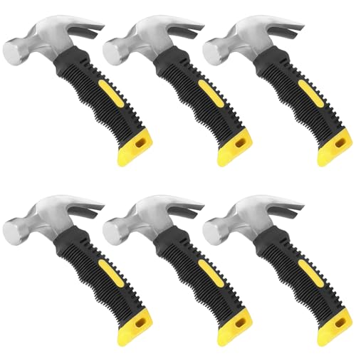 FUNSUEI Lot de 6 petits marteau charpentier-clou 250 g avec poignée confortable antidérapante, Petit marteau pour bricolage, réparation, camping, travail du bois