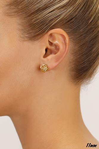 14k Gold Love Knot Stud Earrings, 11mm Diameter, Push-Back2