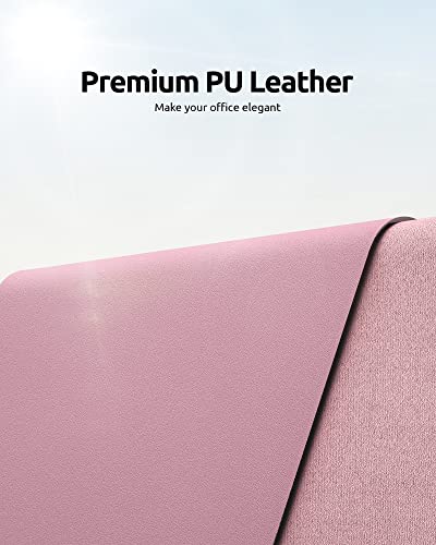 Image of YSAGi Leather Desk Mat, Large Mouse Mat, 60 x 35 cm, Pale Mauve | Non-Slip Desk Pad, Keyboard Mat, Waterproof Table Protector Desk Accessories for Office & Home