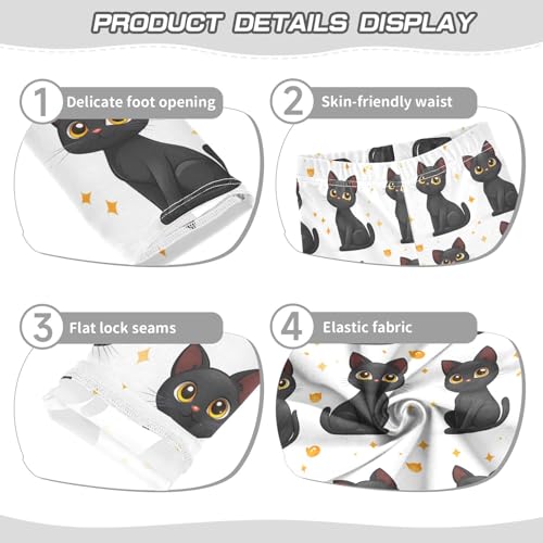 Black Cat White Background Girls Leggings Athletic Pants Tights Stretch Bottom3