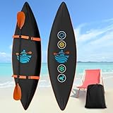 カヤックカバー 600D 防水 防塵 高耐久 フルオックスフォード生地 カヌーカバー 屋内/屋外 カヤック/カヌー/パドルボード用 収納バッグ付き カヤックカバー 屋外収納用 (12-14フィート)