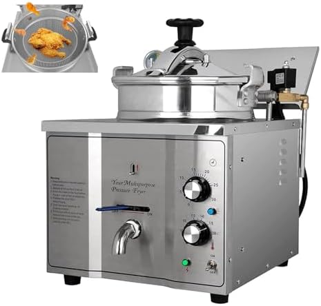 Freidora a Presión Eléctrica Comercial, Acero Inoxidable, 16L