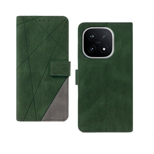 Image of amazon basics iQOO 15 5G Flip Cover | Card Pockets Wallet & Stand | Flip Cover for iQOO 15 5G (Green with Grey)